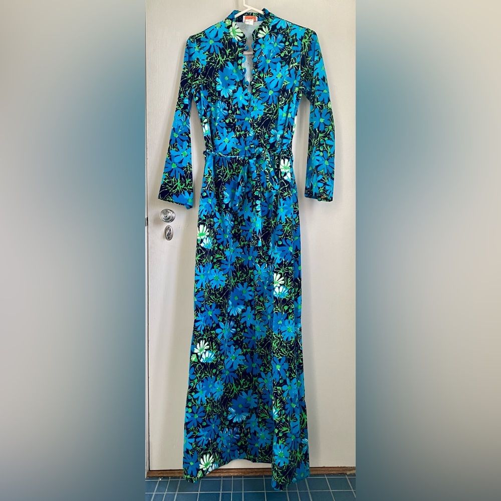 Vintage 1960's/70's Lilly Pulitzer Floor Length, Sleeved Maxi Dress Size 4